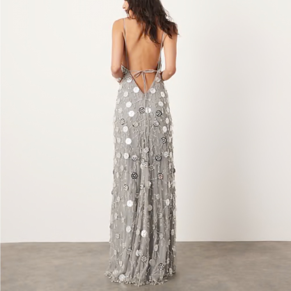 ASOS Embellished Drop Jewel Maxi Dress with Low back -  Elegant Evening Dress
